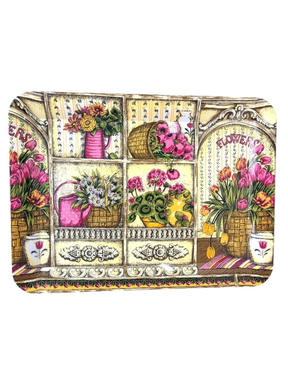 Y2K Italian Floral Serve Tray Loving Cotton Melamine Tuscan Cottagecore 19”
